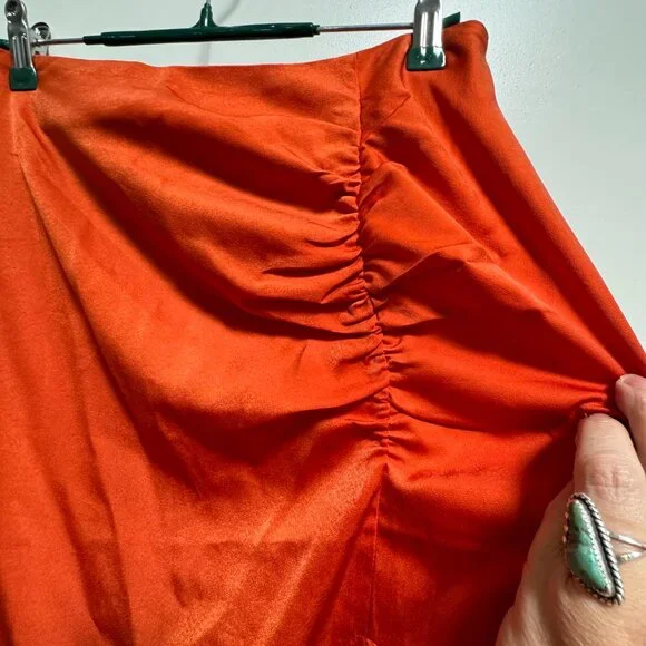 LuLumari Side Slit Skirt Small Burnt Orange RushedSide - Picture 6 of 11